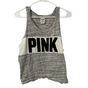 PINK Gray Logo Tank Top
